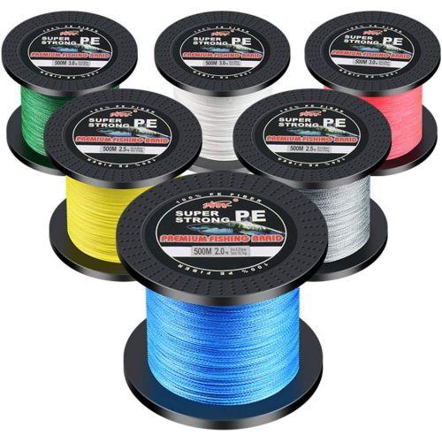  [아마존베스트]LSHEL Braided Fishing Line 4 Strands 500 m PE Super Strong Braided Lines for Freshwater Salt Water