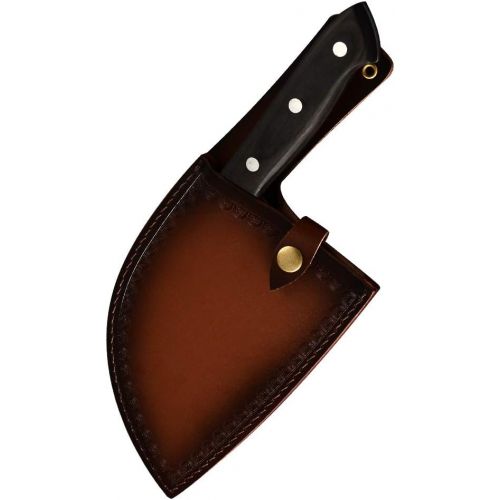  [아마존 핫딜] XYJ Full Tang Butcher Knife Handmade Forged Kitchen Chef Knife High Carbon Clad Steel Butcher Cleaver with Leather Knife Sheath