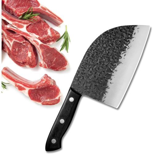  XYJ FULL TANG Butcher Knife Serbian Chef Knives High Carbon Stainless Steel Slaughter Knife For Meat Vegetable With Knife Stone Grinder Tools