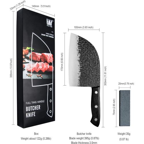  XYJ FULL TANG Butcher Knife Serbian Chef Knives High Carbon Stainless Steel Slaughter Knife For Meat Vegetable With Knife Stone Grinder Tools