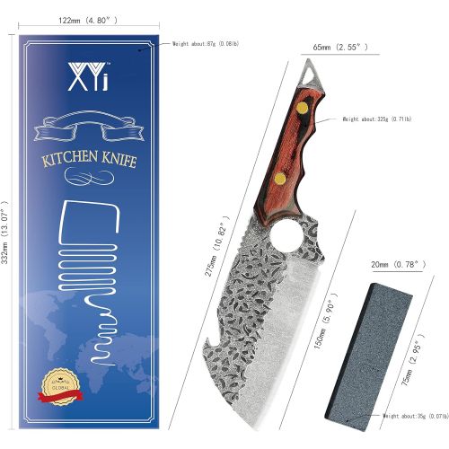  XYJ FULL TANG Boning Knives Nakiri Vegetable Knife With Whetstone Gift Box Forged Stainless Steel Razor Sharp Cleaver Survival Knife For Kitchen Hunting Camping BBQ