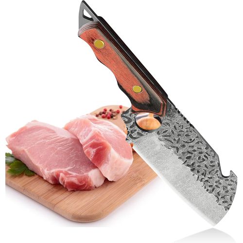  XYJ FULL TANG Boning Knives Nakiri Vegetable Knife With Whetstone Gift Box Forged Stainless Steel Razor Sharp Cleaver Survival Knife For Kitchen Hunting Camping BBQ