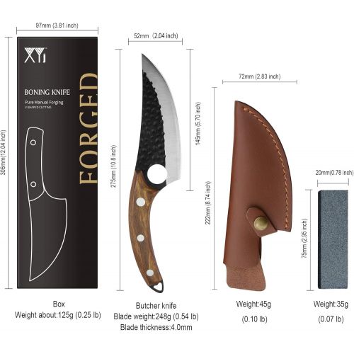  XYJ Full Tang 6 Inch Tactical Boning Knife Stainless Steel Serbian Chef Knives With Leather Carry Sheath For Kitchen Camping or BBQ