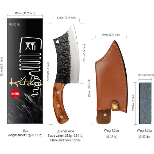  XYJ Full Tang 6 Inch Tactical Boning Knife Stainless Steel Serbian Chef Knives With Leather Carry Sheath For Kitchen Camping or BBQ