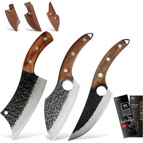  XYJ Full Tang 6 Inch Tactical Boning Knife Stainless Steel Serbian Chef Knives With Leather Carry Sheath For Kitchen Camping or BBQ