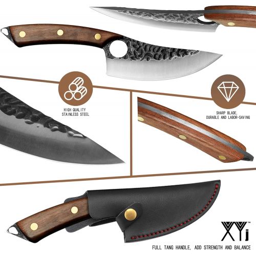  XYJ FULL TANG 5 Inch Camping Boning Knives Serbian Sliced Chef Knife Kitchen Butcher Knife With Sheath Cover Deboning Outdoor Cooking Knife