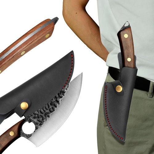  XYJ FULL TANG 5 Inch Camping Boning Knives Serbian Sliced Chef Knife Kitchen Butcher Knife With Sheath Cover Deboning Outdoor Cooking Knife