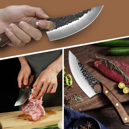  XYJ FULL TANG 5 Inch Handmade Boning Knife High Carbon Steel Outdoor Survival Camping Serbian Knife Razor Sharp Hammered Blade