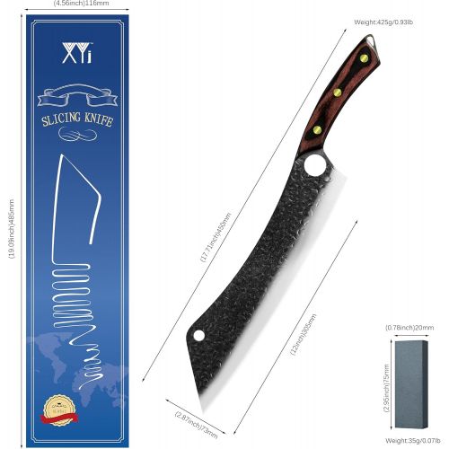  XYJ 12.5 Inch Extra Long Chef Knife Full Tang Razor Sharp Watermelon Slaughter Knives (Style3)