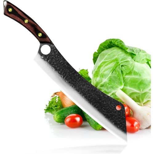  XYJ 12.5 Inch Extra Long Chef Knife Full Tang Razor Sharp Watermelon Slaughter Knives (Style3)