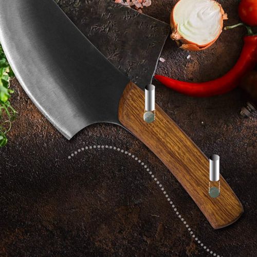  XYJ Forging Boning Knife Handmade Full Tang Cleaver with Leather Sheath High Carbon Steel Camping Serbian Knife for Camping, Hunting, Outdoor BBQ