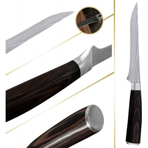  XYJ Boning Knife - 5.5 Inch Fillet Knives High Carbon Stainless Steel Sliced Fish Knife Special Slaughtering for Bone Meat Fruit Poultry Chef Knife Ergonomic Handle