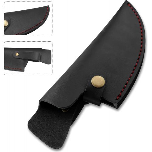  XYJ Leather Knife Sheath for Boning Kitchen Chef Knives (For 5.5 Boning Knife B, Black A)