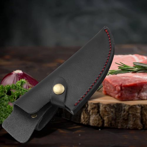  XYJ Leather Knife Sheath for Boning Kitchen Chef Knives (For 5.5 Boning Knife B, Black A)