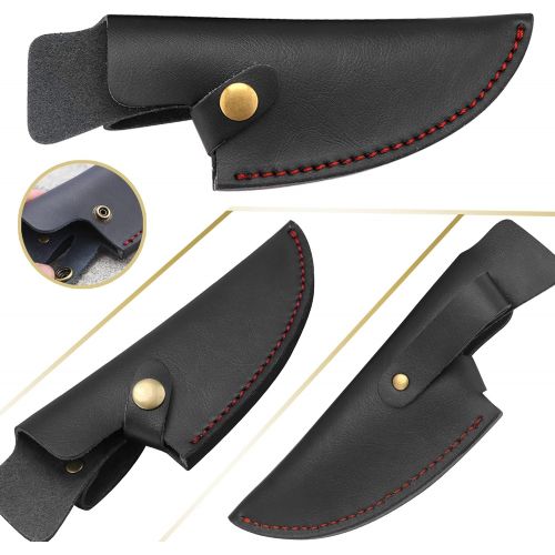  XYJ Leather Knife Sheath for Boning Kitchen Chef Knives (For 5.5 Boning Knife B, Black A)