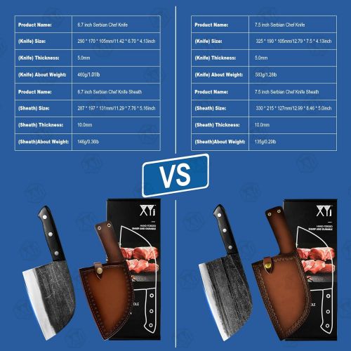  [아마존베스트]XYJ Full Tang Butcher Knife Handmade Forged Kitchen Chef Knife High Carbon Clad Steel Butcher Cleaver with Leather Knife Sheath