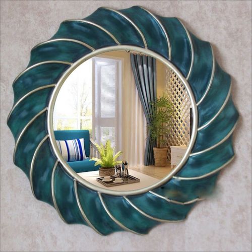  XYM-mirror 640 X 640 Mm Vintage Round Metal Framed Wall Mounted Mirror - Bedroom - Living Room - Hallway - Any Room (Color : A)