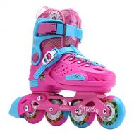 XYUJIE Rollschuhe Kinder Flat Flower Hard Shell Skates Blue Pink