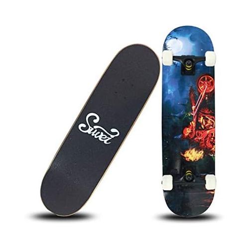  XYUJIE Skateboard Anfanger Vierradbuerste Street Road Kinder Erwachsener Doppel Up Skateboard