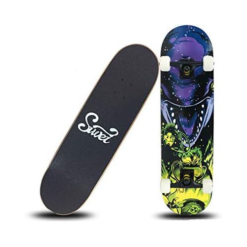  XYUJIE Skateboard Anfanger Vierradbuerste Street Road Kinder Erwachsener Doppel Up Skateboard