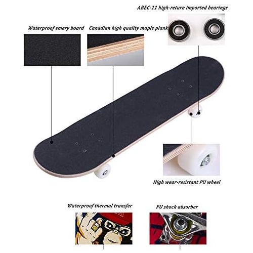  XYUJIE Skateboard verschleissfeste Doppelte Verwerfungs Vierrad Strassenbuersten Strassen Skateboard Kinder Erwachsen Brett