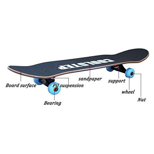  XYUJIE Skateboard vier runden voll und ahorn skateboard profi erwachsener kinder doppelt rocker skateboard
