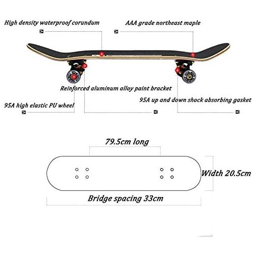  XYUJIE Highway Skateboard Professional Maple Vierrunde Anfanger Teen Kinder Reisen Doppel Skateboard