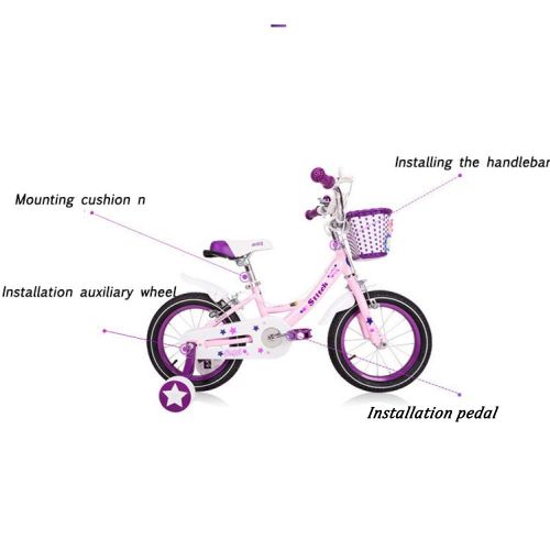  XYUJIE Kinderfahrrad,12-14-16-18 Zoll Maedchen Rosa Kinderwagen Fahrrad