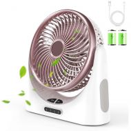 XYWN USB Desk Fan, Small Personal Air Circulator Fan Portable Electric Table Desktop Fan Rechargeable Fans for Office, Home, Outdoor,Pink