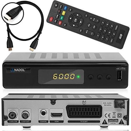  Xaiox Anadol 111c Digital Full HD Cable Receiver USB Recording Function, Analogue to Digital Switch HDMI Cable (HDTV, DVB C / C2, HDMI, Media Player) [Automatic Installation]