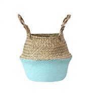 Xatos Woven Basket Seagrass Tote Belly Baskets for Storage Plant Pot Basket and Laundry, Small Picnic Grocery Rattan Basket