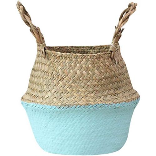  Xatos Woven Basket Seagrass Tote Belly Baskets for Storage Plant Pot Basket and Laundry, Small Picnic Grocery Rattan Basket