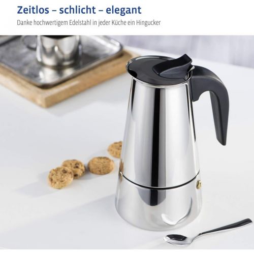  Xavax Espressokocher fuer Induktion Herd (Kaffeekocher geeignet fuer 6 Tassen, Mokkakocher Edelstahl zur Zubereitung aromatischen Kaffees, Kaffeezubereiter, spuelmaschinenfest)