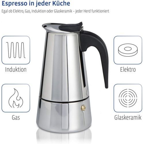  Xavax Espressokocher fuer Induktion Herd (Kaffeekocher geeignet fuer 6 Tassen, Mokkakocher Edelstahl zur Zubereitung aromatischen Kaffees, Kaffeezubereiter, spuelmaschinenfest)