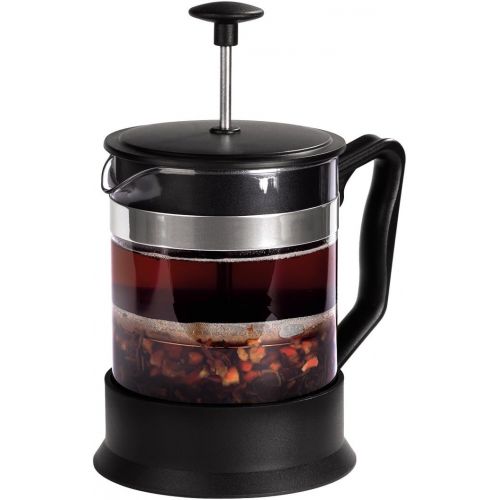  Xavax Kaffee French Press aus Glas (Kaffeebereiter 0,6 Liter, Edelstahlfilter, Kaffeezubereiter mit Sieb, eingebauter Kalkfilter, Kaffee-Bereiter) schwarz/silber