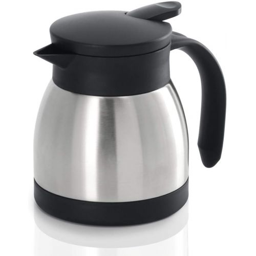  Xavax Isolierkanne 400 ml (kleine Kaffeekanne/Teekanne aus Edelstahl, Thermokanne mit Einhandbedinung und Griff) silber schwarz