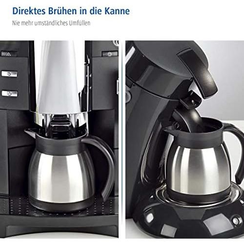  Xavax Isolierkanne 400 ml (kleine Kaffeekanne/Teekanne aus Edelstahl, Thermokanne mit Einhandbedinung und Griff) silber schwarz