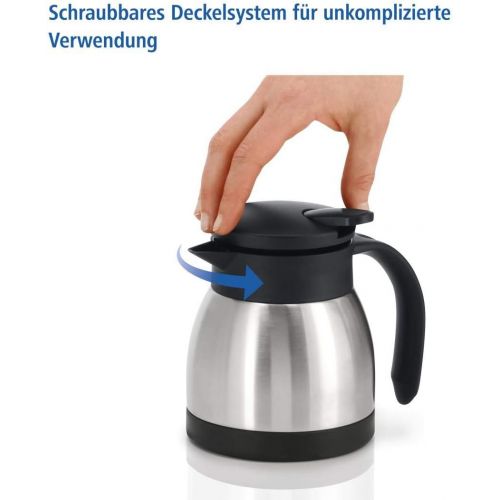  Xavax Isolierkanne 400 ml (kleine Kaffeekanne/Teekanne aus Edelstahl, Thermokanne mit Einhandbedinung und Griff) silber schwarz