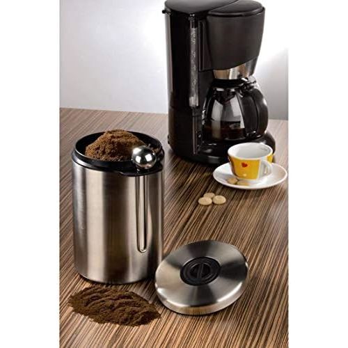  Xavax Kaffeedose fuer 1kg Kaffeebohnen, Behalter fuer Kaffee, Tee, Kakao, Aufbewahrungsdose mit Aromaverschluss, Edelstahldose, luftdicht, 1000g, silber