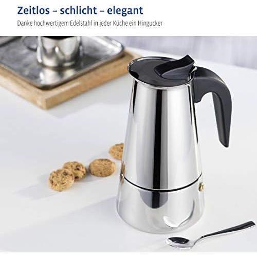  Xavax Espressokocher (fuer Induktion Herd, 6 Tassen, Kaffeekocher Edelstahl, Mokkakocher zur Zubereitung aromatischen Kaffees, Kaffeezubereiter, spuelmaschinenfest) silber