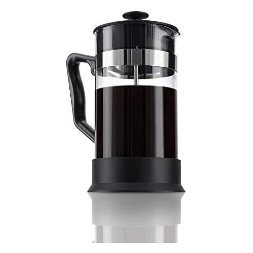  Xavax Kaffeebereiter (aus Glas 1 Liter, Zubereiter Glas, Edelstahlfilter fuer Kaffee oder Tee 1l, spuelmaschinenfest, French Press) schwarz