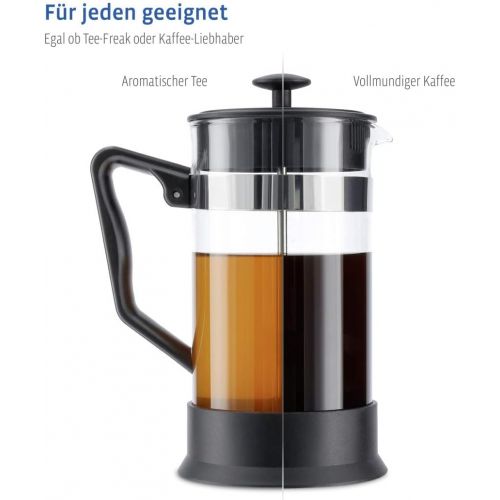  Xavax Kaffeebereiter (aus Glas 1 Liter, Zubereiter Glas, Edelstahlfilter fuer Kaffee oder Tee 1l, spuelmaschinenfest, French Press) schwarz