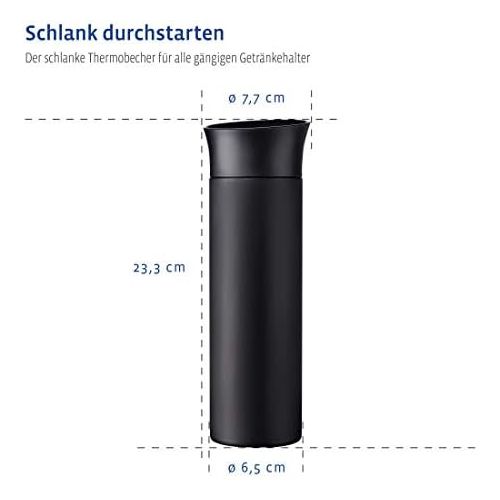  Xavax Thermobecher 500ml (Isolierbecher fuer Heiss- und Kaltgetranke, auslaufsicher, isoliert, Druck-Verschluss, Trinkbecher to go) schwarz-matt