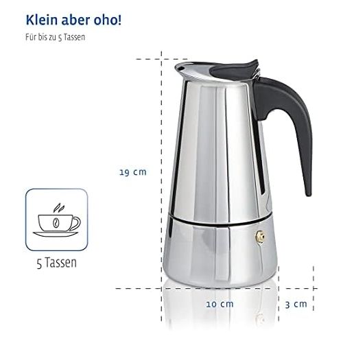  [아마존베스트]Xavax Stainless Steel Espresso Maker for 6 Cups (Dishwasher Safe Espresso Jug Suitable for Induction, Electric, Glass Ceramic, Gas Stove) Coffee Maker, Espresso Maker