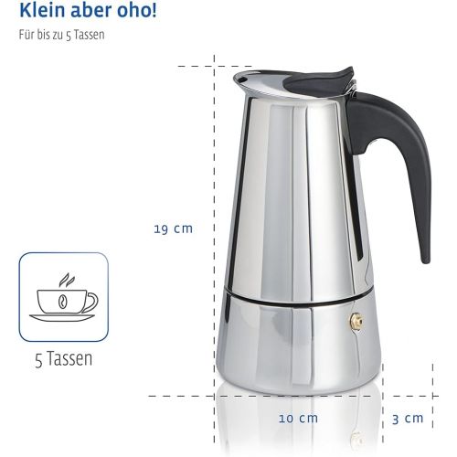  [아마존베스트]Xavax Stainless Steel Espresso Maker for 6 Cups (Dishwasher Safe Espresso Jug Suitable for Induction, Electric, Glass Ceramic, Gas Stove) Coffee Maker, Espresso Maker