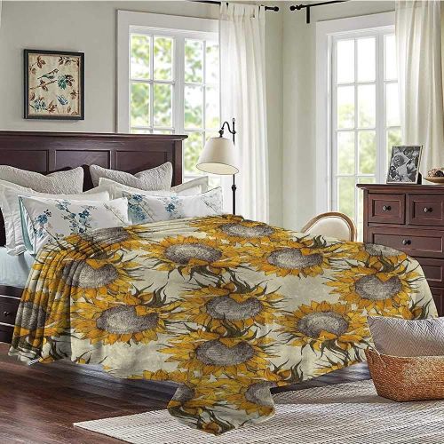  Xaviera Doherty Bed Blanket Floral,Sketch Sunflowers Autumn Warm Microfiber All Season Blanket 30x50