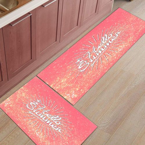  Xbacking Hand Drawn Cute Blue Curves Kitchen Rugs Set 2 Piece Non-Slip Kitchen Mats and Rugs Set Rubber Backing Kitchen Floor Rug Doormat Machine Washable(19.7x31.5+19.7x47.2)
