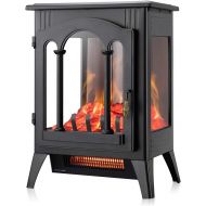 [아마존베스트]Xbeauty Electric Fireplace Stove, Freestanding Fireplace Heater with Realistic Flame, Indoor Electric Stove Heater, Portable, Infrared, Thermostat, Overheating Safety System, 1000W