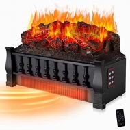 Xbeauty Electric Fireplace Log, Electric Fireplace Log Set Heater with Remote Control, Realistic Flame&Ember Bed, Portable, Infrared, Thermostat, Overheating Safety System, 750W/15