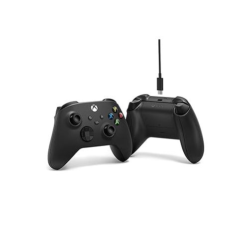  Xbox Core Wireless Gaming Controller + USB-C® Cable - Carbon Black - Xbox Series X|S, Xbox One, Windows PC, Android, and iOS